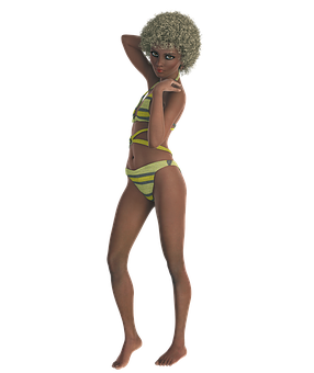 Retro Styled3 D Modelin Bikini PNG with transparent background