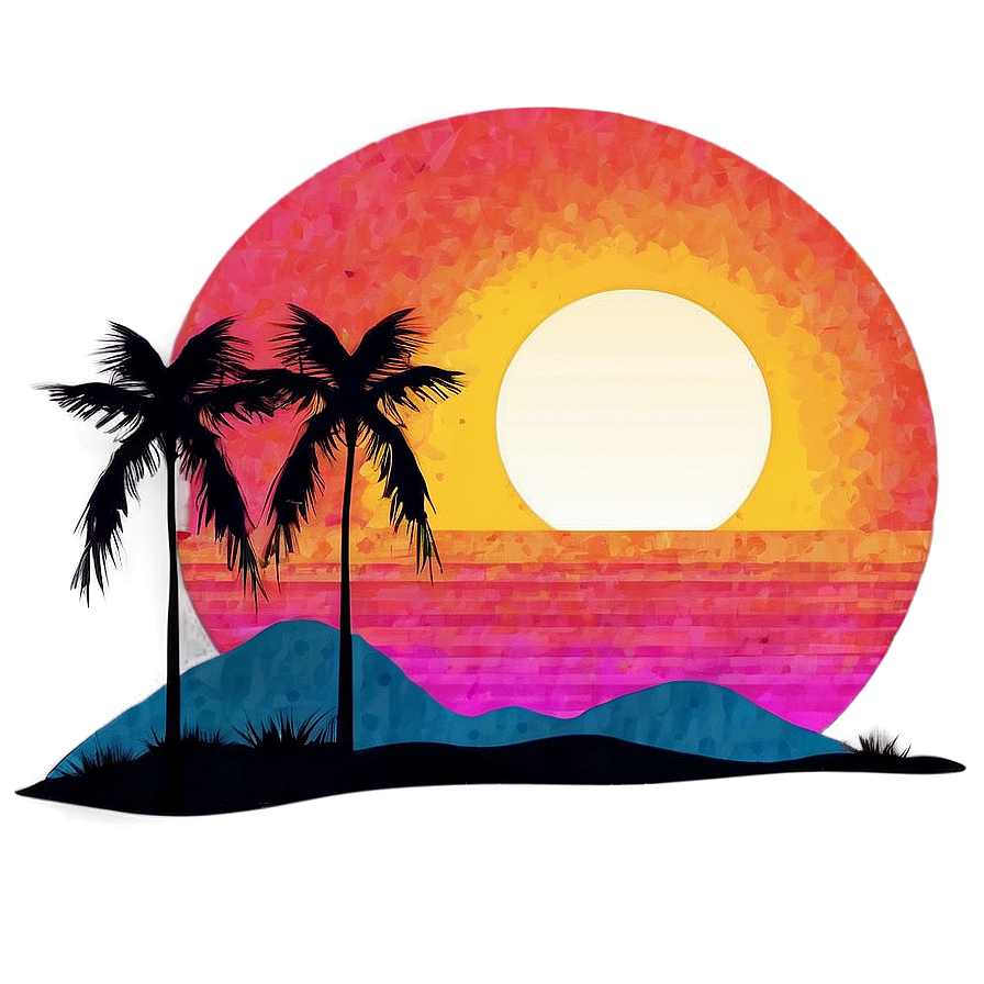 Retro Sunset Graphic PNG 2 PNG with transparent background
