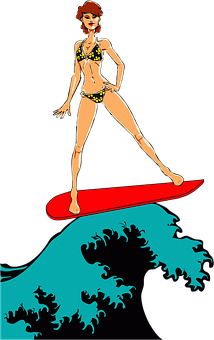 Retro Surfing Illustration PNG with transparent background
