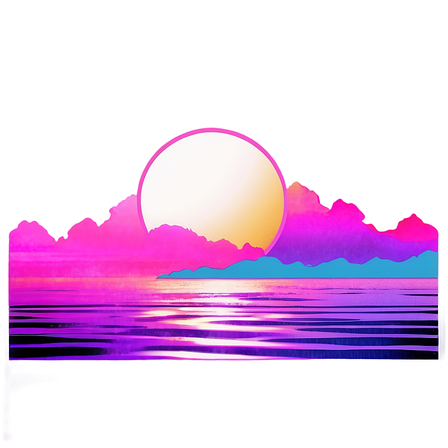 Retro Vaporwave Sunset PNG 06112024 PNG with transparent background