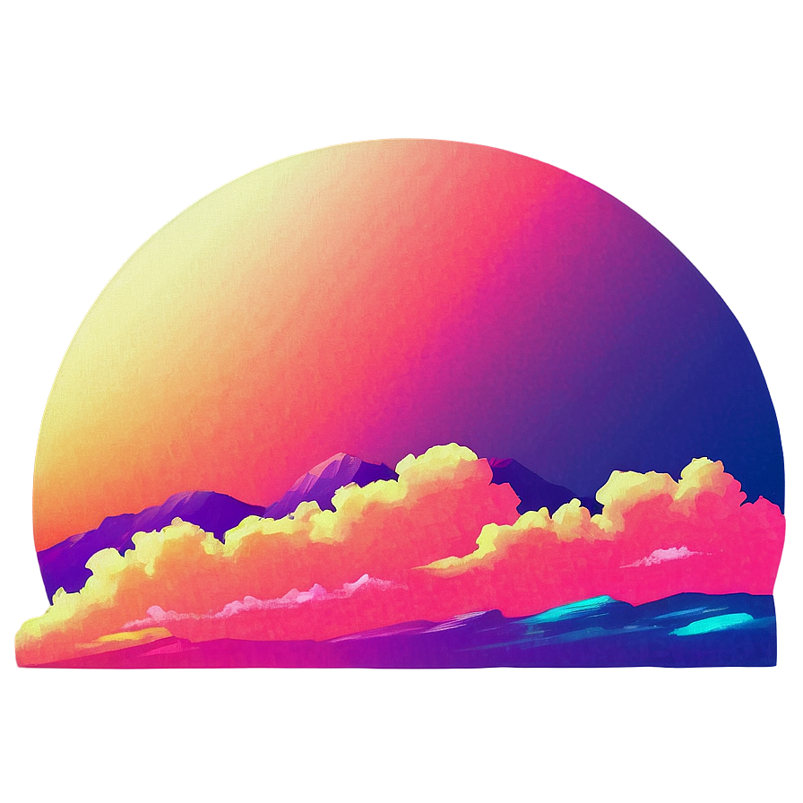 Retro Vaporwave Sunset Png 34