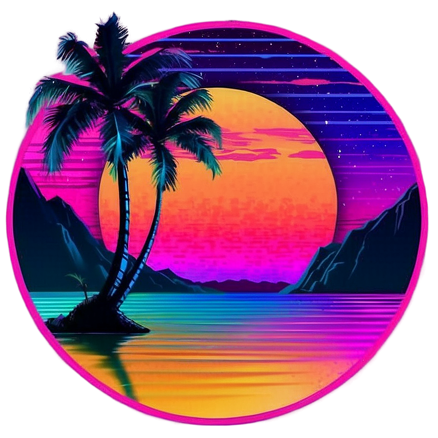 Retro Vaporwave Sunset PNG jus96 PNG with transparent background