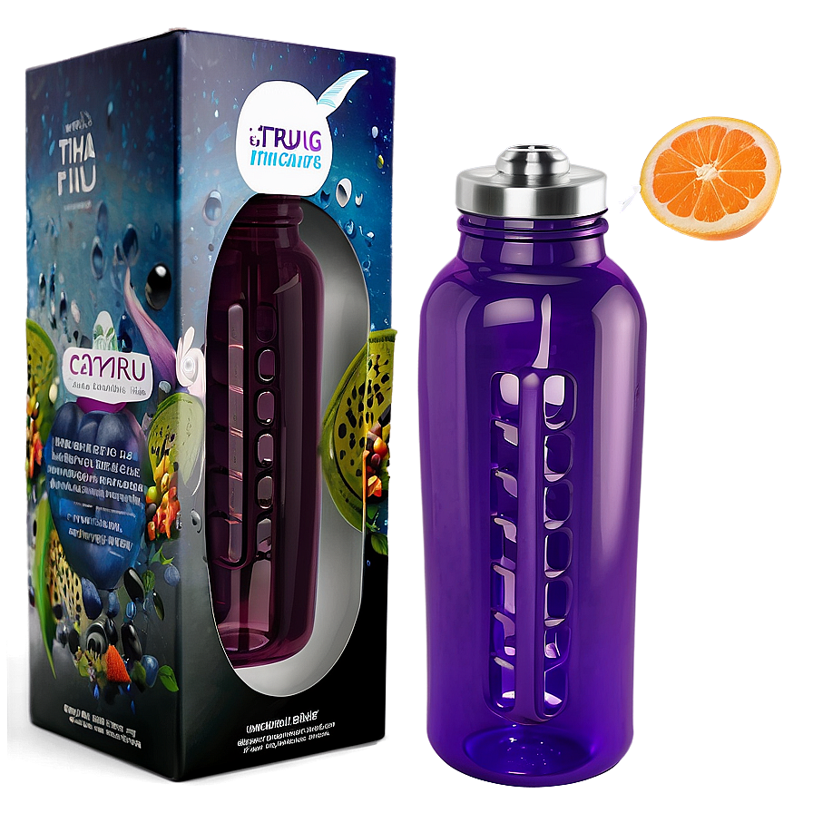 Reusable Water Bottle With Fruit Infuser Png Ded33