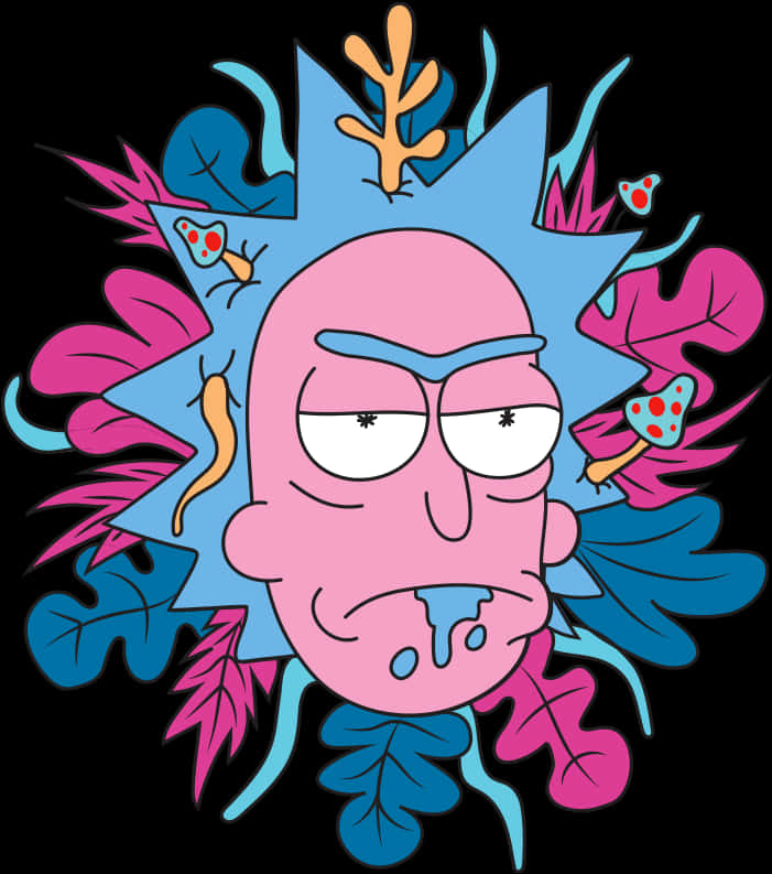 Rick Sanchez Floral Backdrop PNG with transparent background