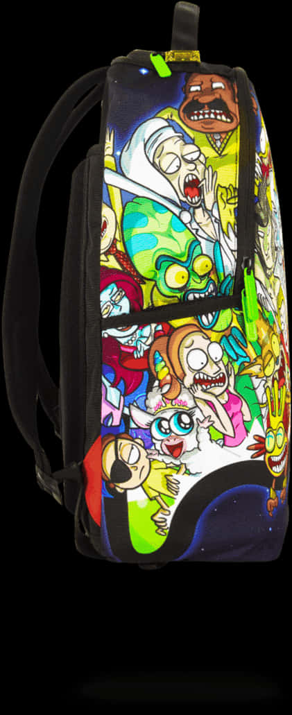 Rickand Morty Character Print Backpack PNG with transparent background