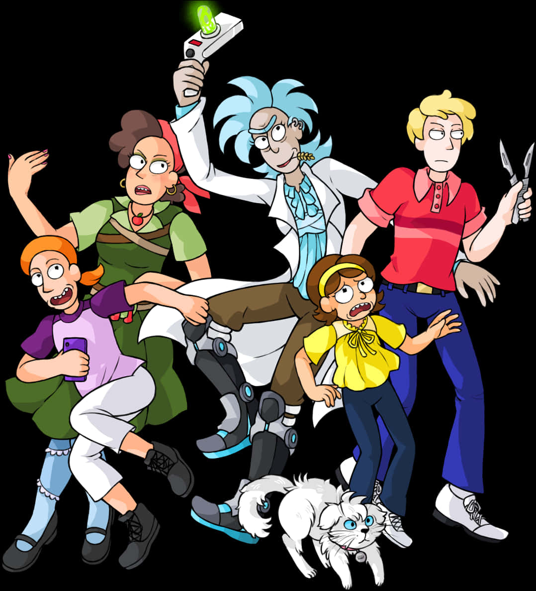 Rickand Morty Characters Adventure PNG with transparent background