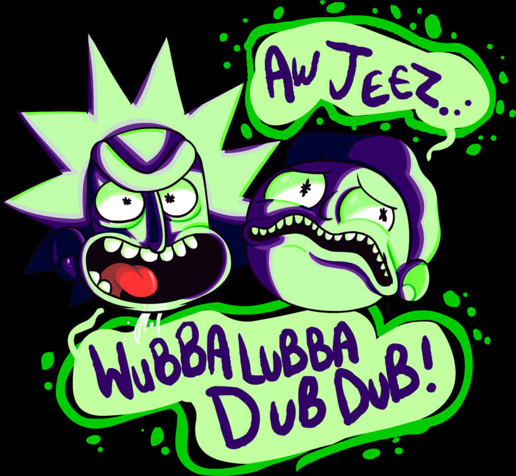 Rickand Morty Expressions Aw Jeez Wubba Lubba Dub Dub PNG with transparent background