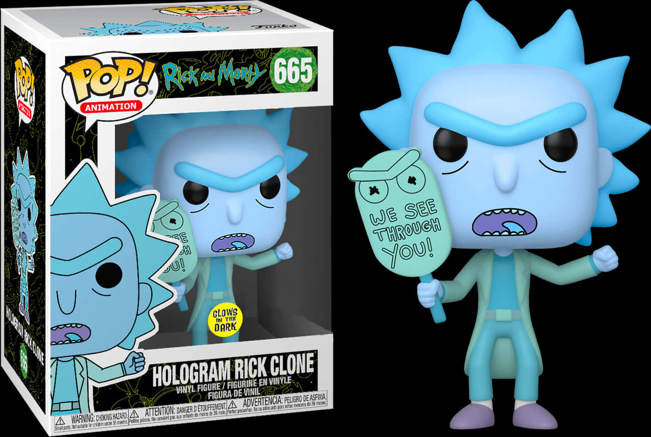 Rickand Morty Hologram Rick Clone Funko Pop PNG with transparent background