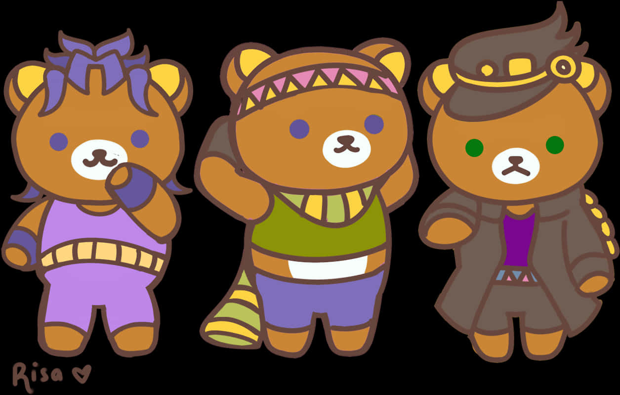 Rilakkuma_ Characters_ Costumed_ Illustration PNG with transparent background