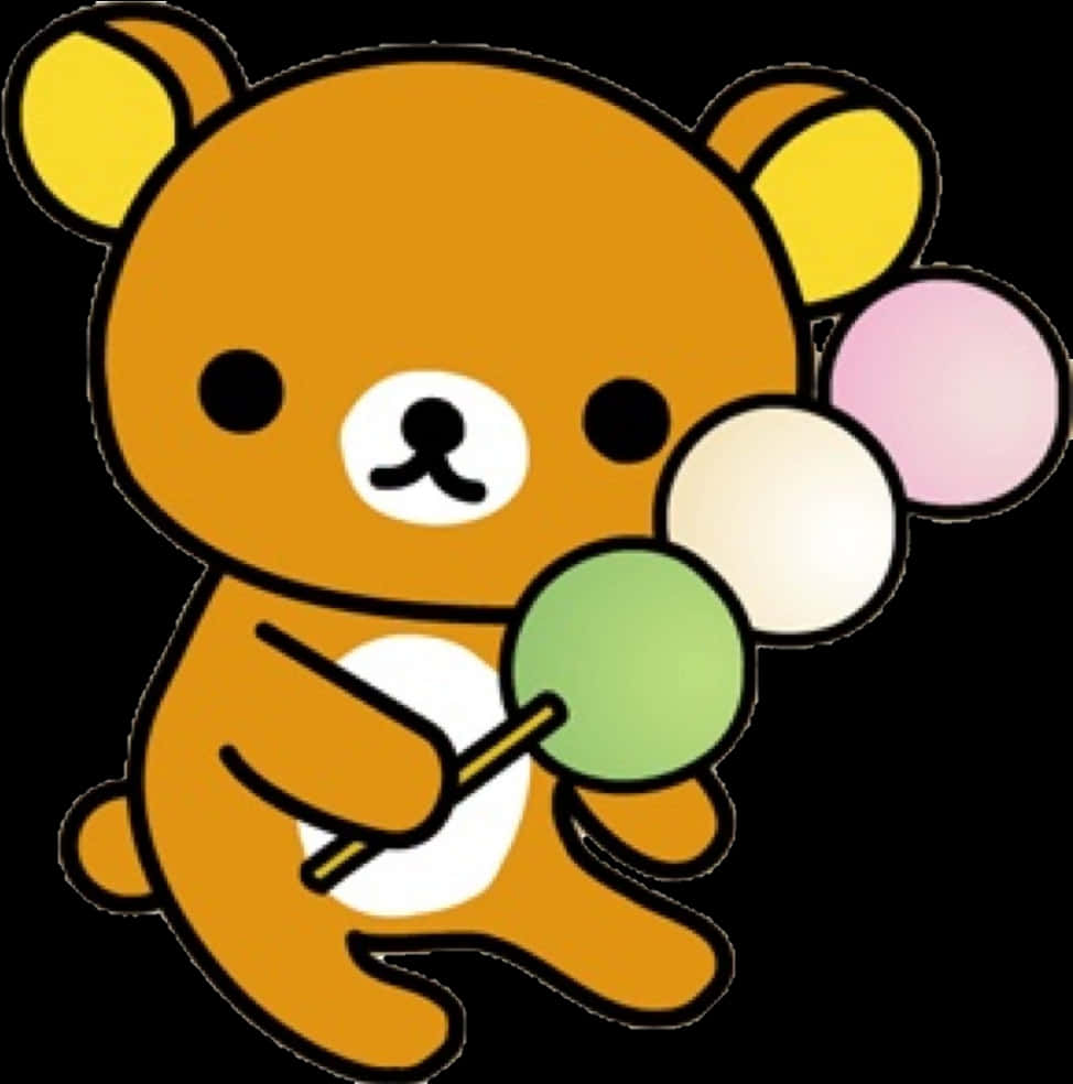 Rilakkuma Holding Dango Sticks PNG with transparent background