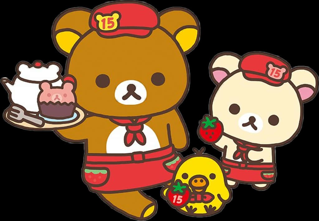 Rilakkuma_and_ Friends_ Celebration PNG with transparent background