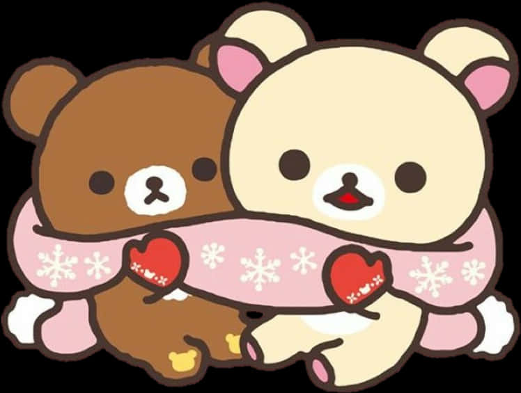 Rilakkumaand Korilakkuma Winter Hug PNG with transparent background