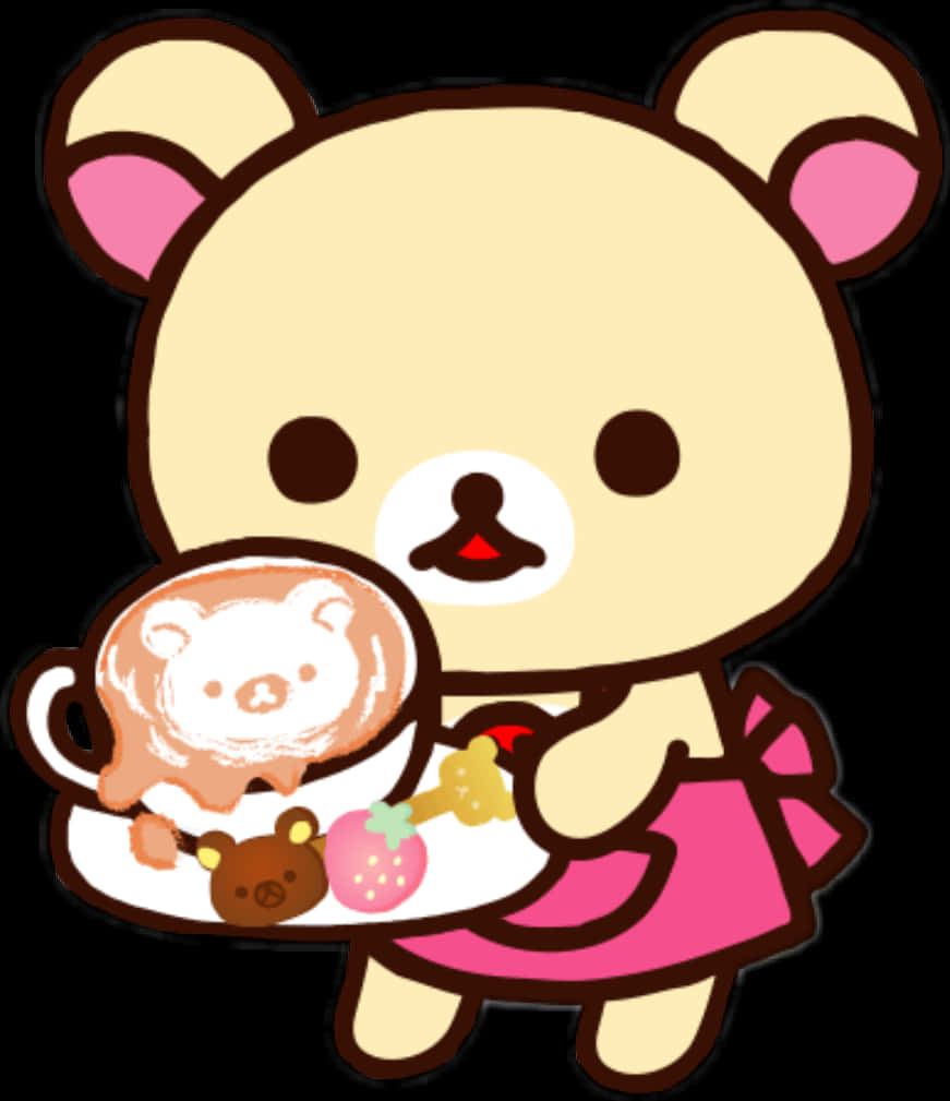 Rilakkumawith Latte Artand Sweets PNG with transparent background