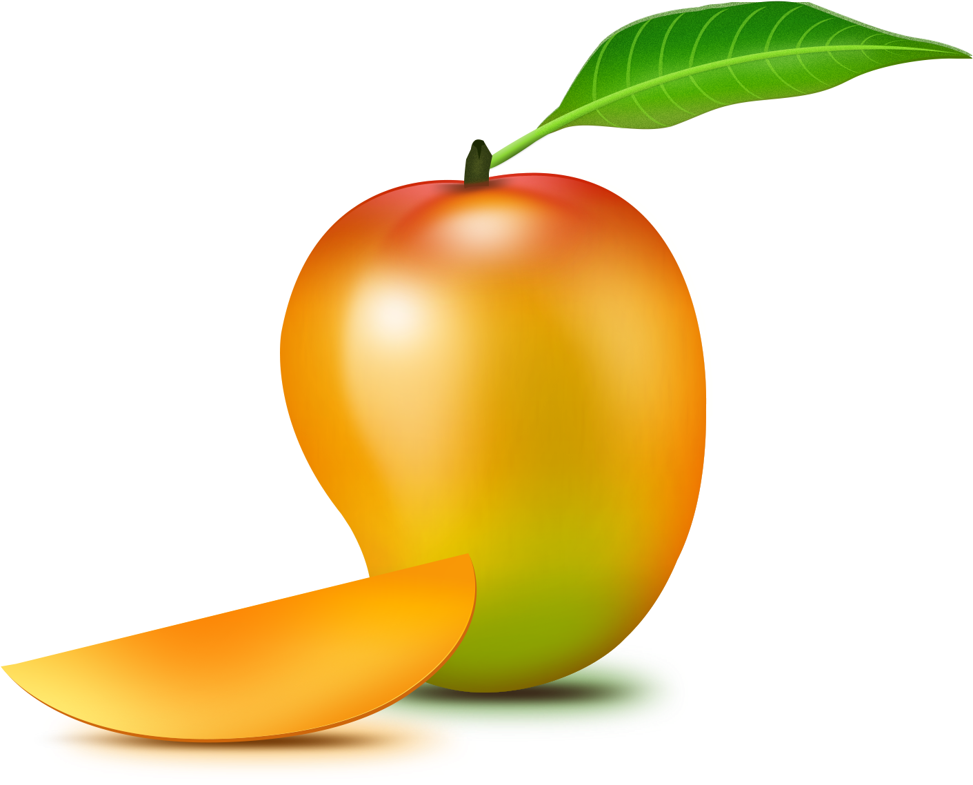 Ripe Mango With Slice.png PNG with transparent background