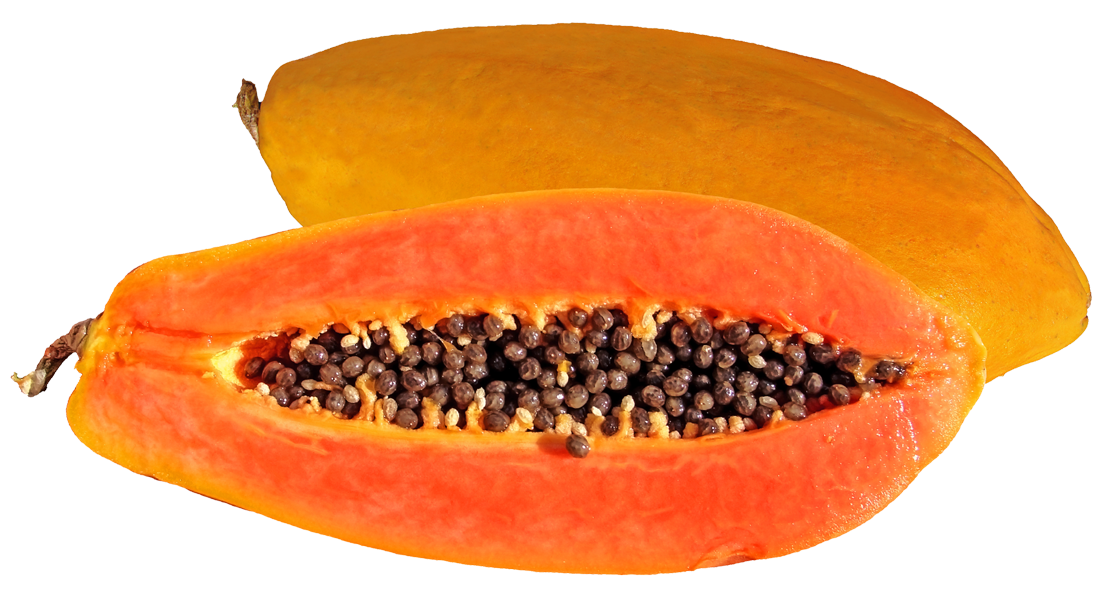 Ripe Papaya Halfand Whole PNG with transparent background