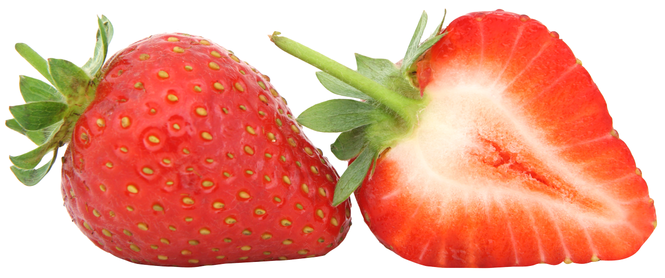 Ripe Strawberryand Cross Section PNG with transparent background