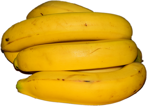 Ripe Yellow Bananas Black Background PNG with transparent background