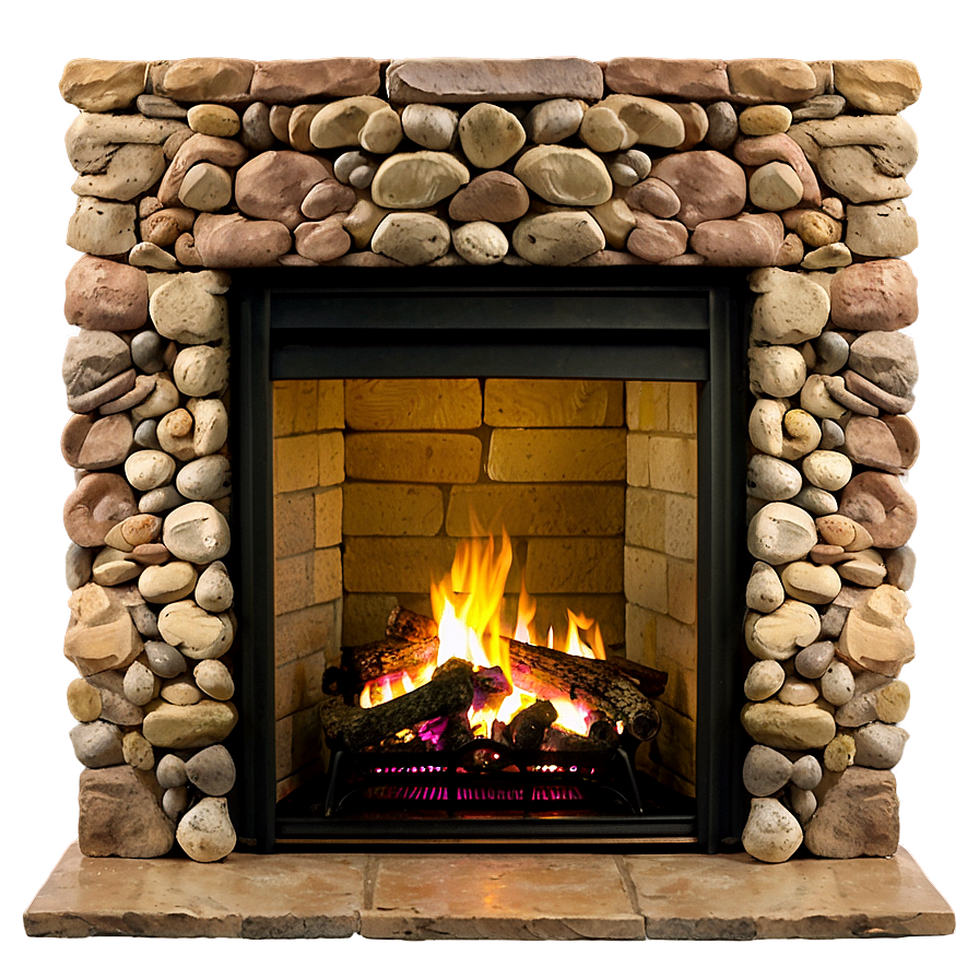 River Rock Fireplace Surround Png Rwq