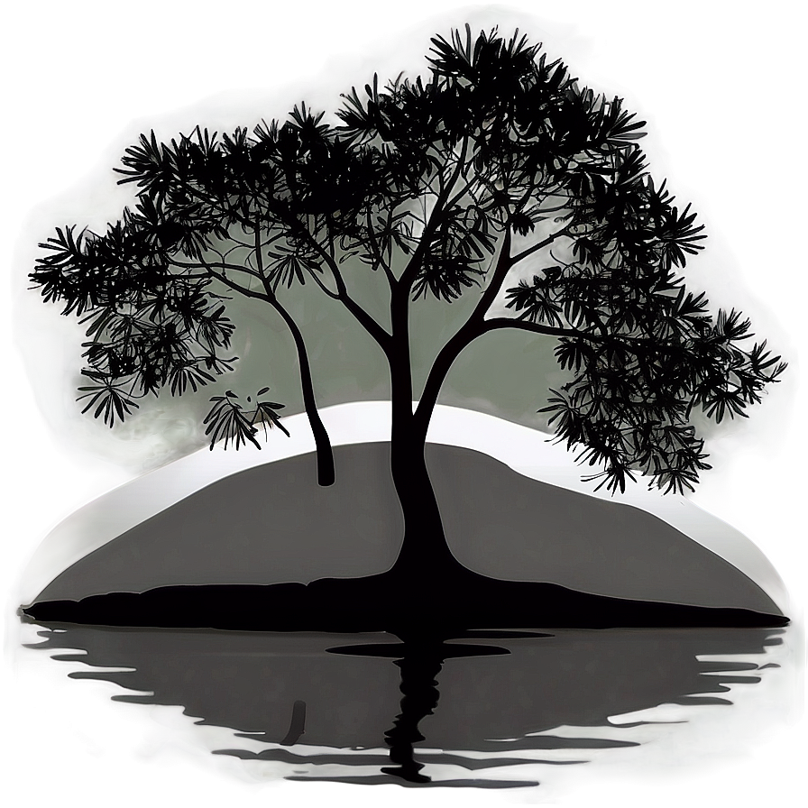 Riverbank Tree Silhouette Png Vvi11