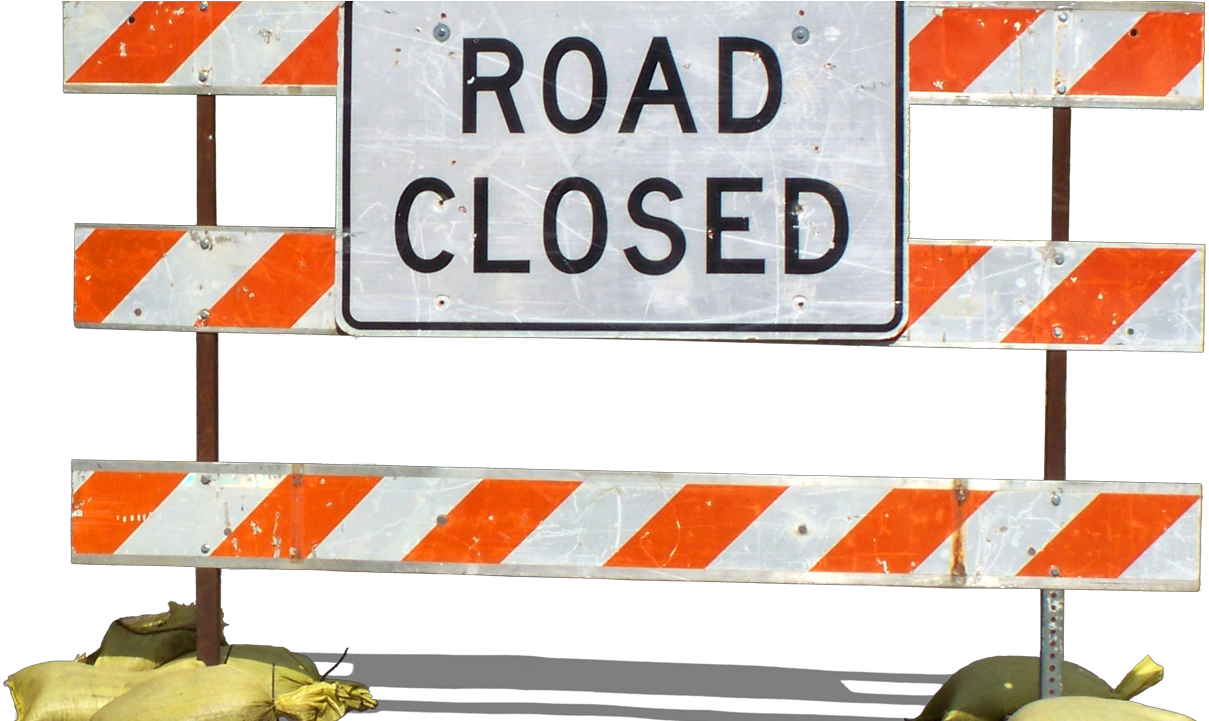 Road Closed Signand Barriers PNG image with a transparent background, free high-resolution download