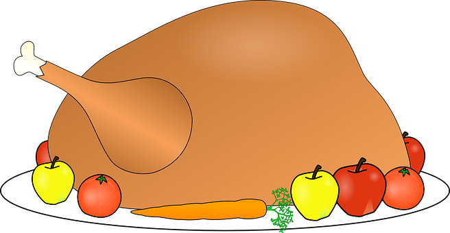 Roast Turkeywith Vegetables Illustration PNG with transparent background
