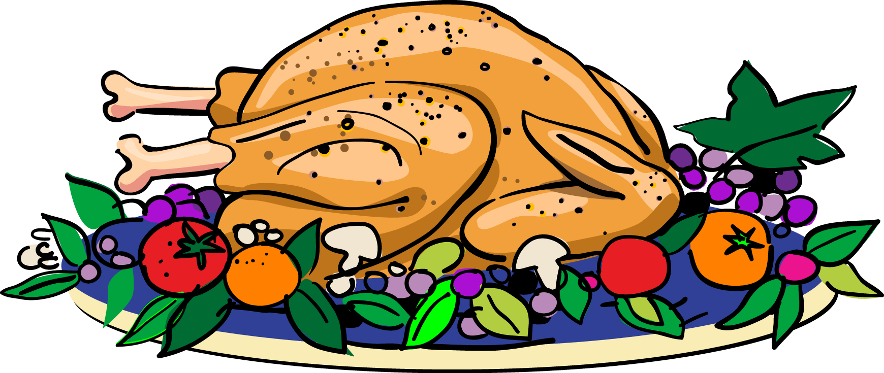 Roasted Turkeywith Garnish Clipart