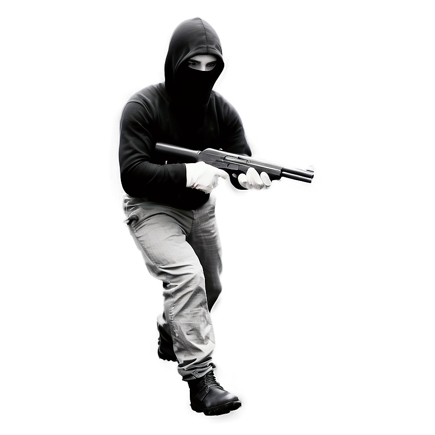 Robber In Black And White Png 06212024