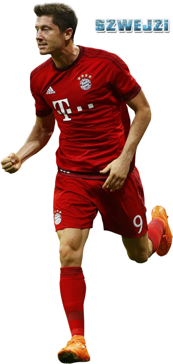 Robert Lewandowski Bayern Munich Action Shot PNG with transparent background