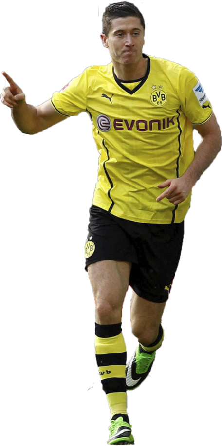 Robert Lewandowski Borussia Dortmund Action Shot PNG with transparent background
