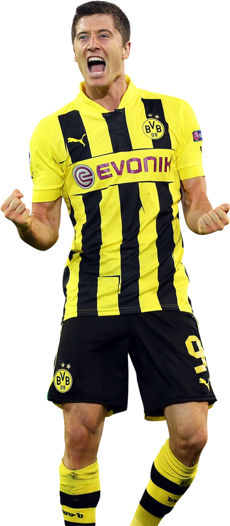 Robert Lewandowski Celebration Borussia Dortmund PNG with transparent background