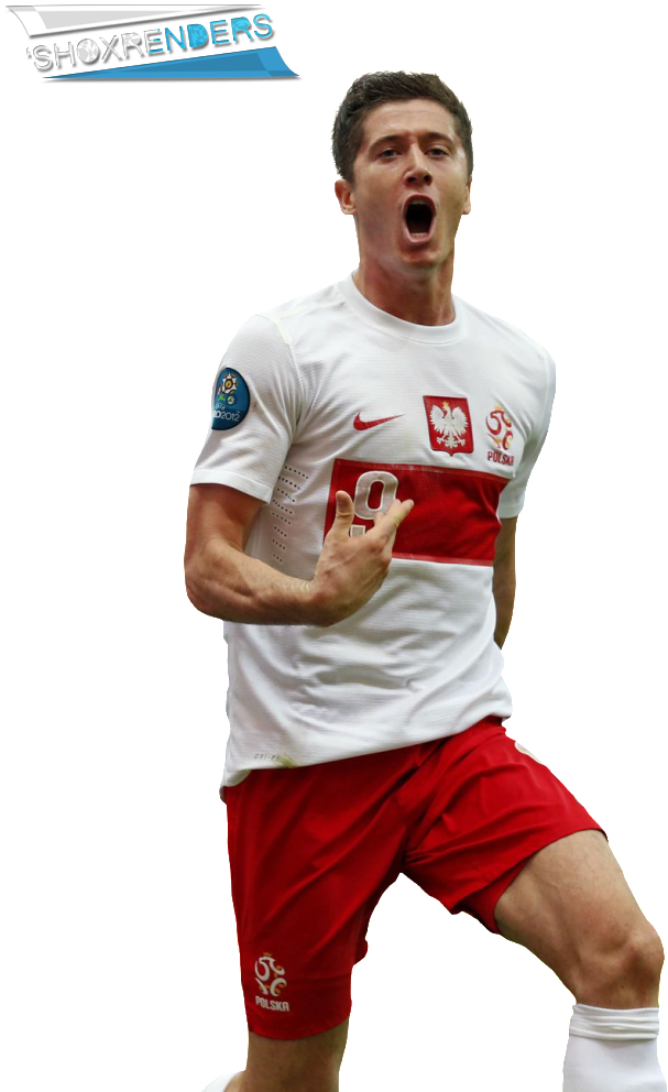 Robert Lewandowski Celebration Poland Jersey PNG with transparent background
