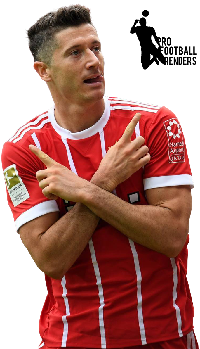 Robert Lewandowski Celebration Red Kit PNG with transparent background