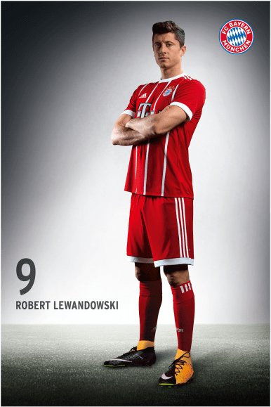 Robert Lewandowski F C Bayern Portrait PNG with transparent background