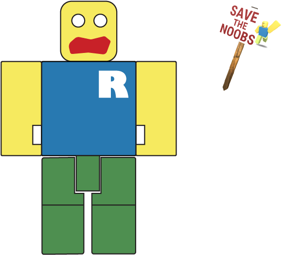 Roblox Character Save The Noobs Sign PNG with transparent background