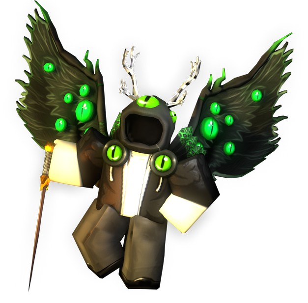 Roblox Characterwith Green Eyesand Wings PNG with transparent background