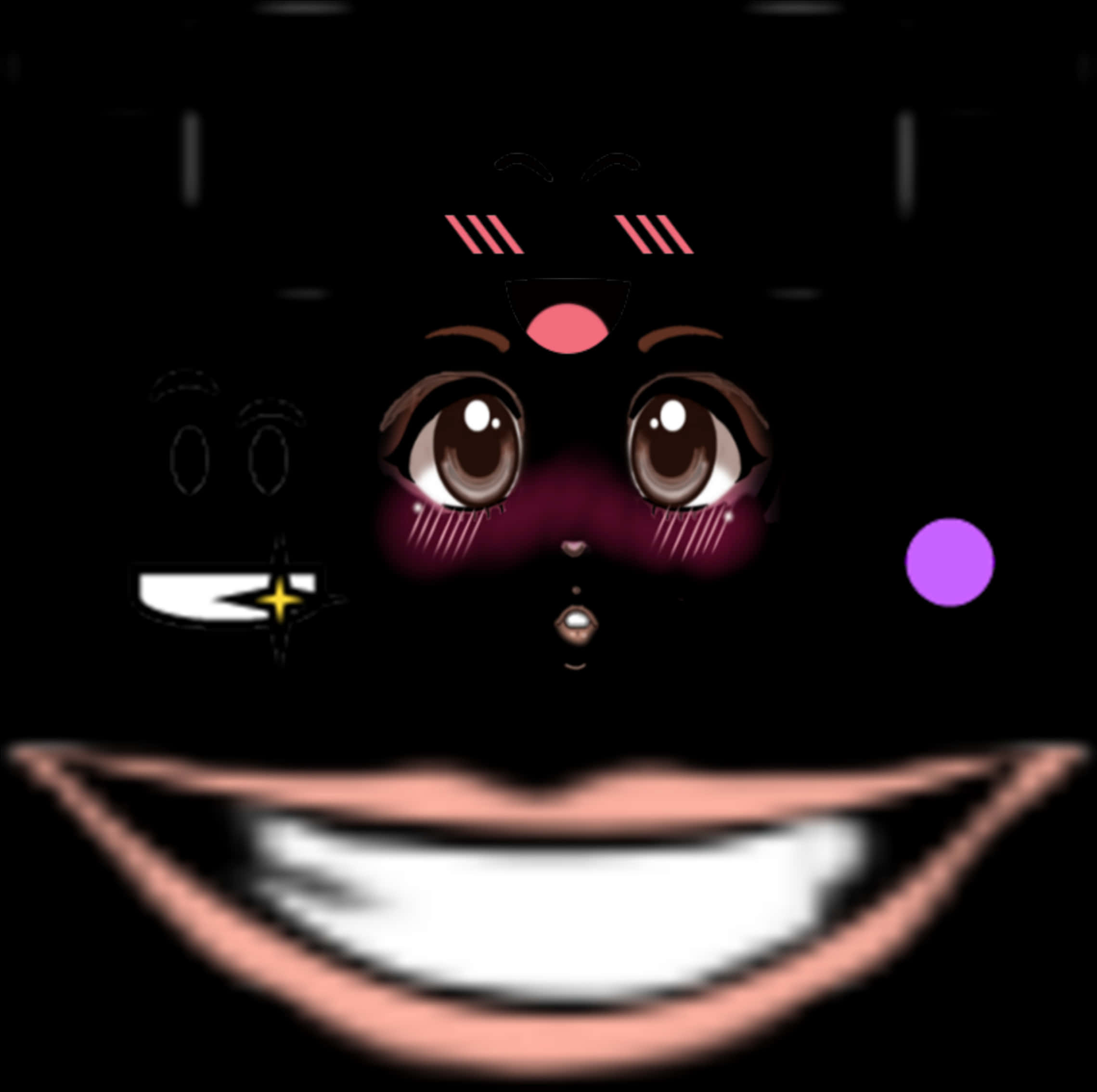 Roblox Face Glowing Eyes Smile PNG image with a transparent background, free high-resolution download