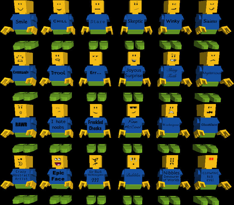 Roblox Faces Collection PNG image with a transparent background, free high-resolution download