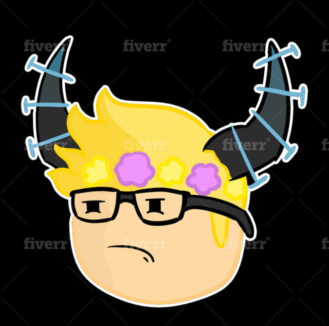 Roblox Yellow Hair Facewith Glassesand Flowers PNG image with a transparent background, free high-resolution download