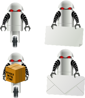Robot Assistants Variety Tasks PNG with transparent background