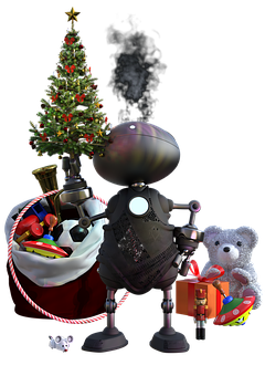 Robot Santa Christmas Scene