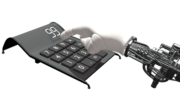 Robotic Hand Using Flexible Calculator PNG with transparent background