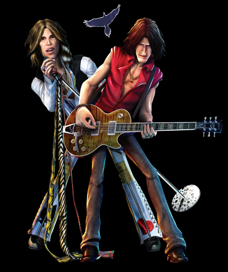 Rock Duo Performance Art PNG with transparent background
