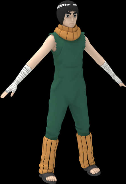 Rock Lee Anime Character Pose PNG with transparent background