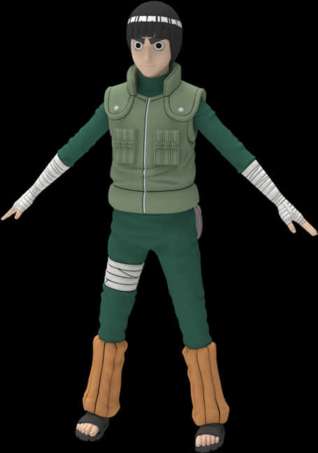 Rock Lee Naruto Character Render PNG with transparent background