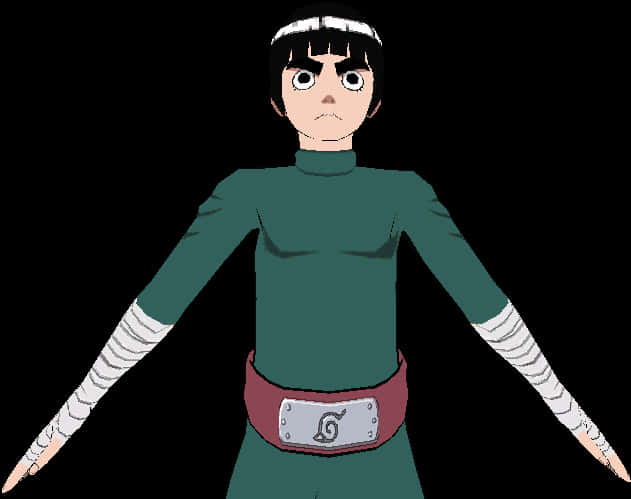 Rock Lee Standing Confident PNG with transparent background