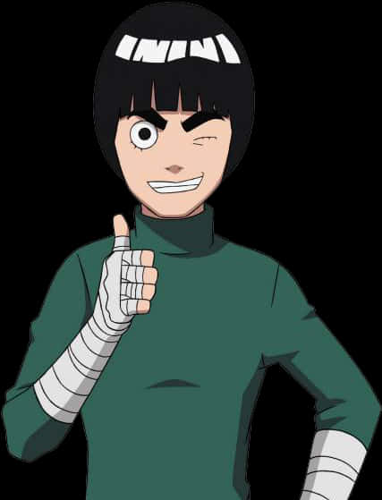Rock Lee Thumbs Up Pose PNG with transparent background