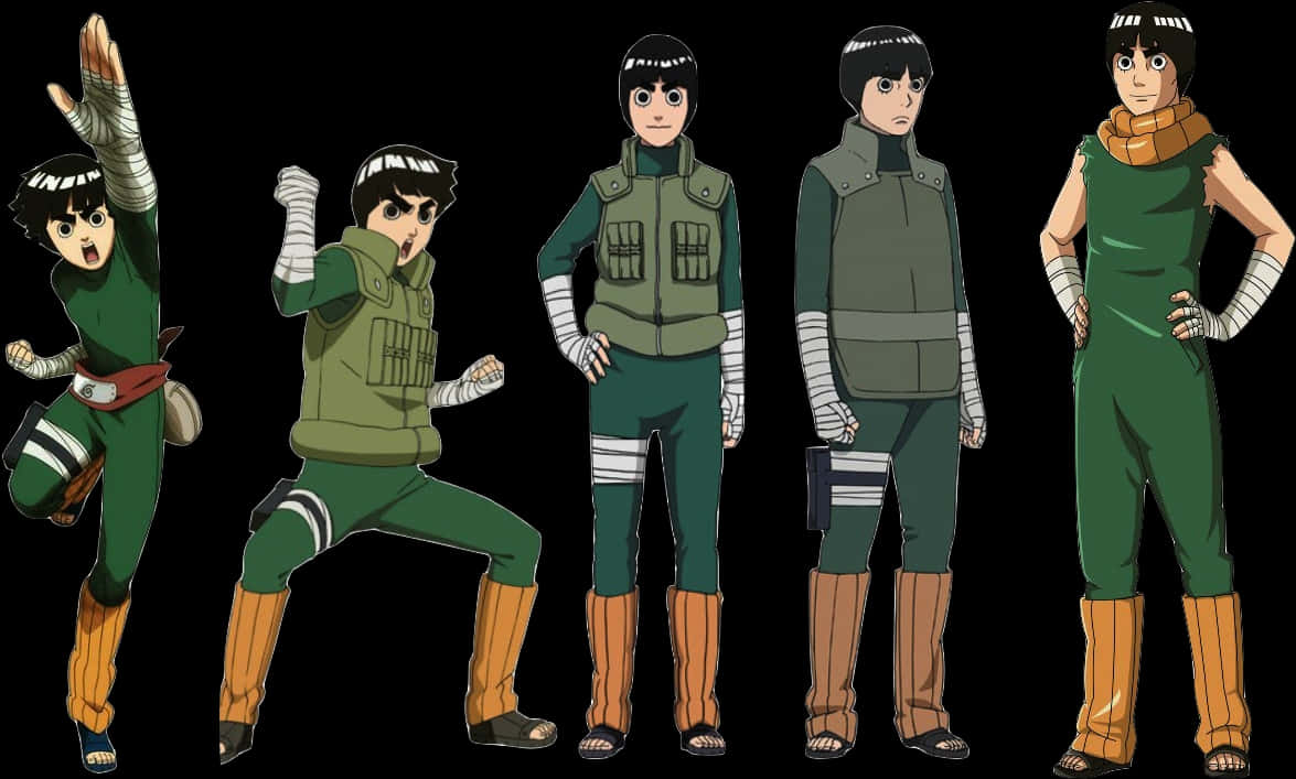Rock Lee Various Poses PNG with transparent background
