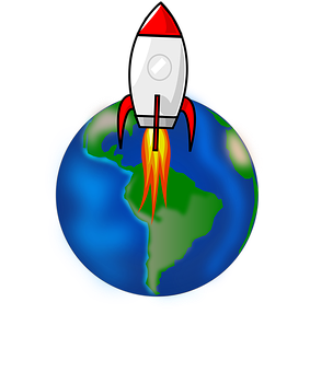 Rocket Launch Over Earth Graphic PNG with transparent background