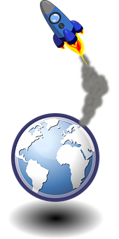 Rocket Launch Over Earth PNG with transparent background