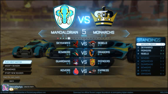 Rocket League Matchup Screen Mandaloriansvs Monarchs